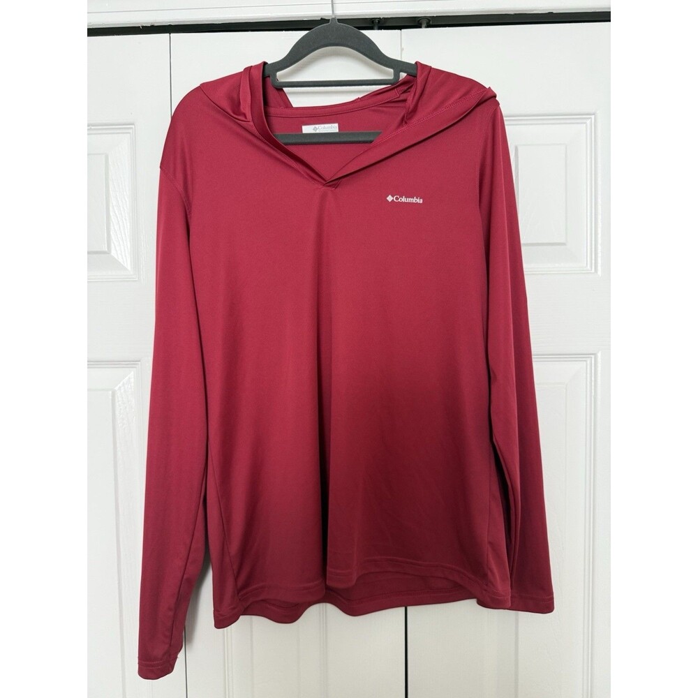 Columbia PFG Tidal Tee Performance Hoodie Long Sleeve Red Beet Size Large